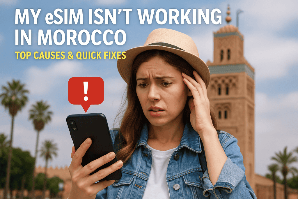 Disappoint woman with phone, eSIM Isn't Working